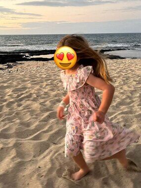 Mini Boden Girls Pink Celestial Pegasus Print Dress Size 4-5